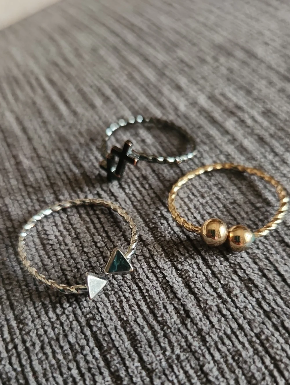 Minimalist Mixed Metal Stackable Rings - Gold and Silver Sets for Thumb